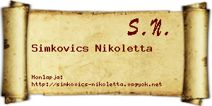 Simkovics Nikoletta névjegykártya